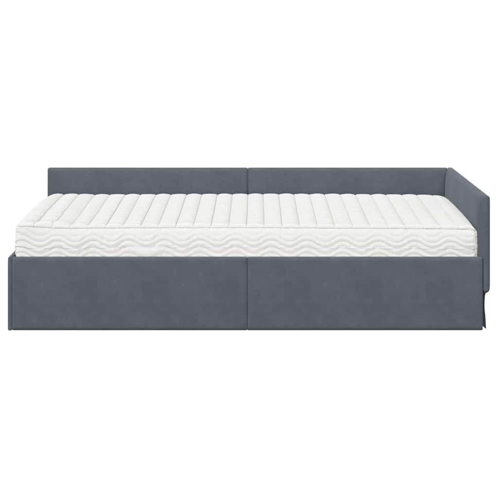 vidaXL Rama Łóżka Narożnego z Materacem Inny 2 pcs Szary Aksamit