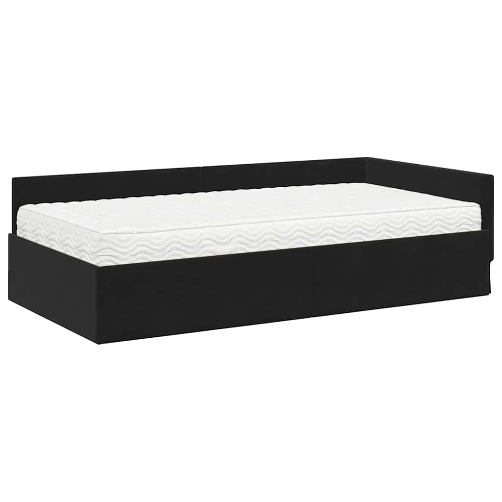 vidaXL Rama Łóżka Narożnego z Materacem Inny 2 pcs Czarny Aksamit