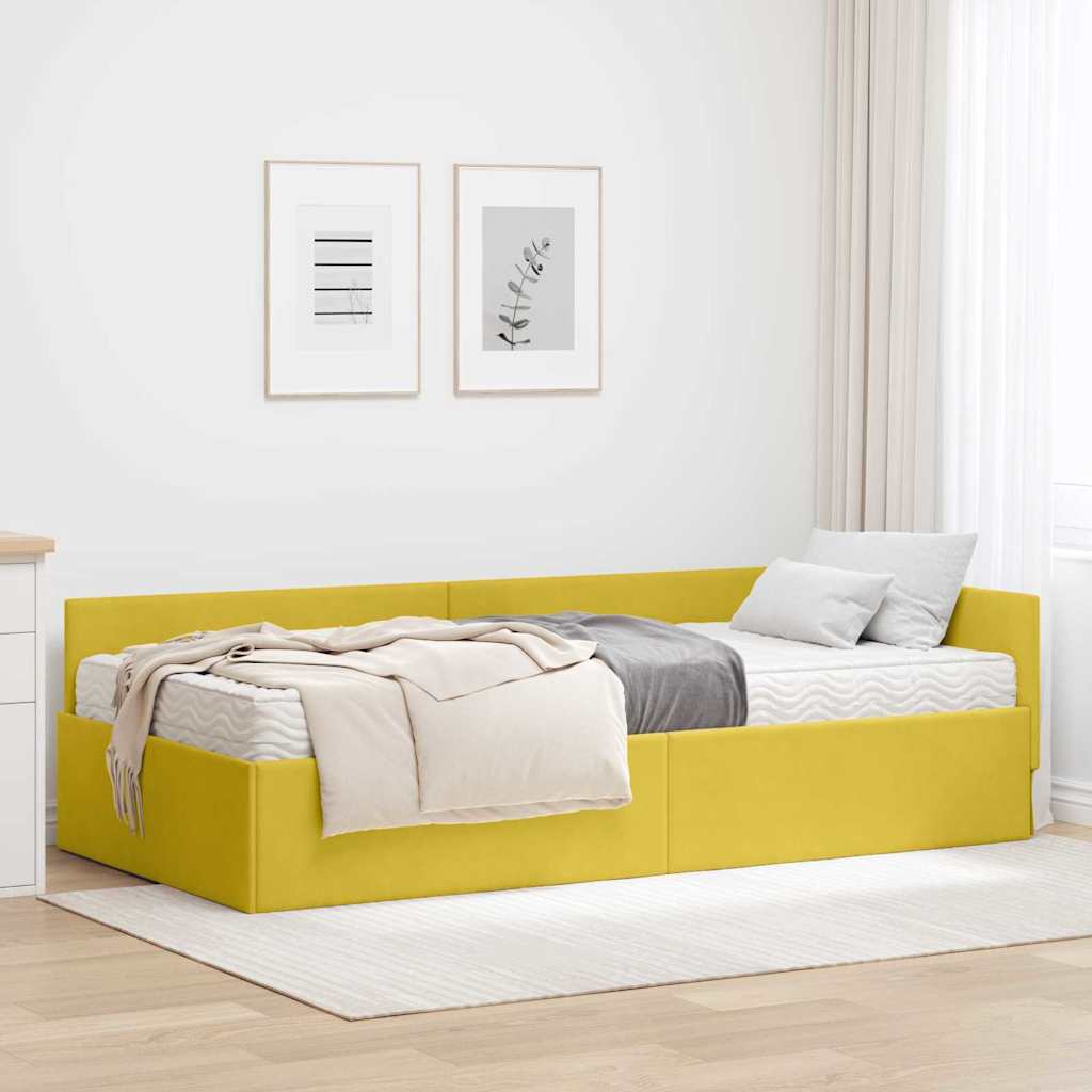 vidaXL Rama Łóżka Narożnego z Materacem 2 szt. Żółty 90 x 200 cm