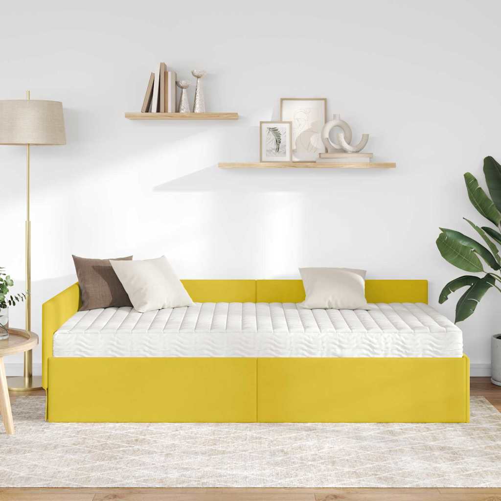 vidaXL Rama Łóżka Narożnego z Materacem 2 szt. Żółty 90 x 200 cm
