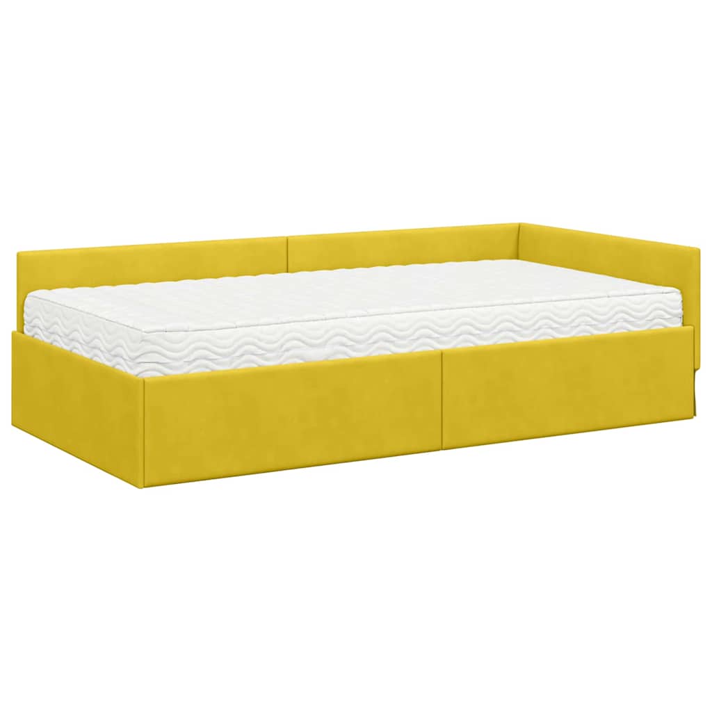 vidaXL Rama Łóżka Narożnego z Materacem 2 szt. Żółty 90 x 200 cm