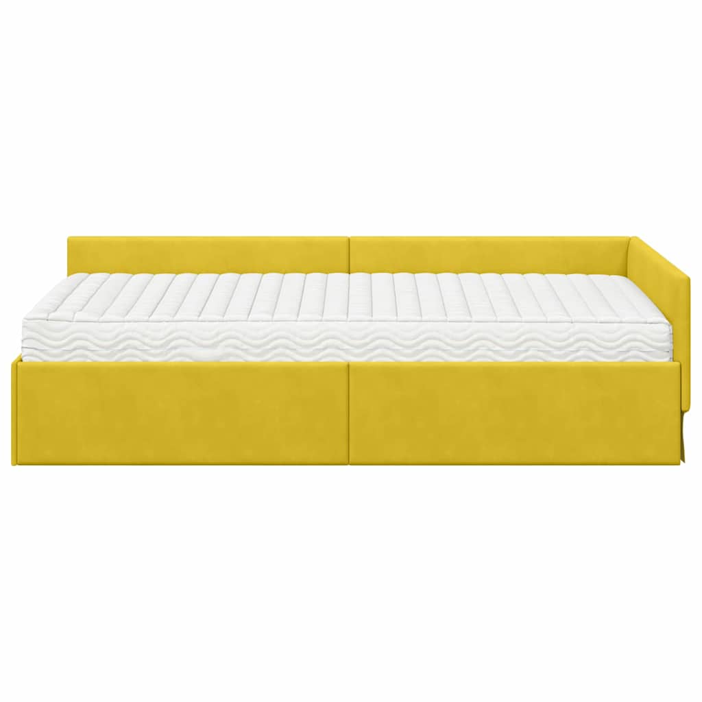 vidaXL Rama Łóżka Narożnego z Materacem 2 szt. Żółty 90 x 200 cm