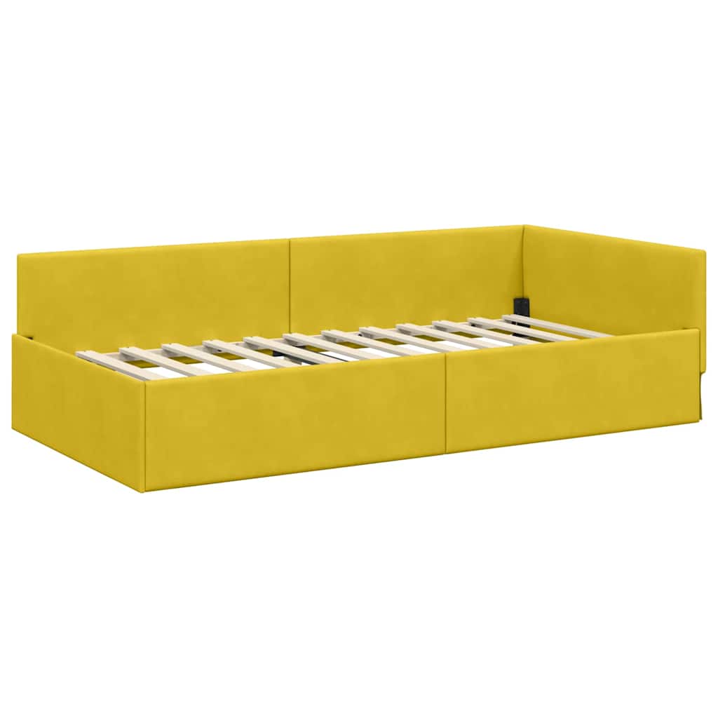 vidaXL Rama Łóżka Narożnego z Materacem 2 szt. Żółty 90 x 200 cm