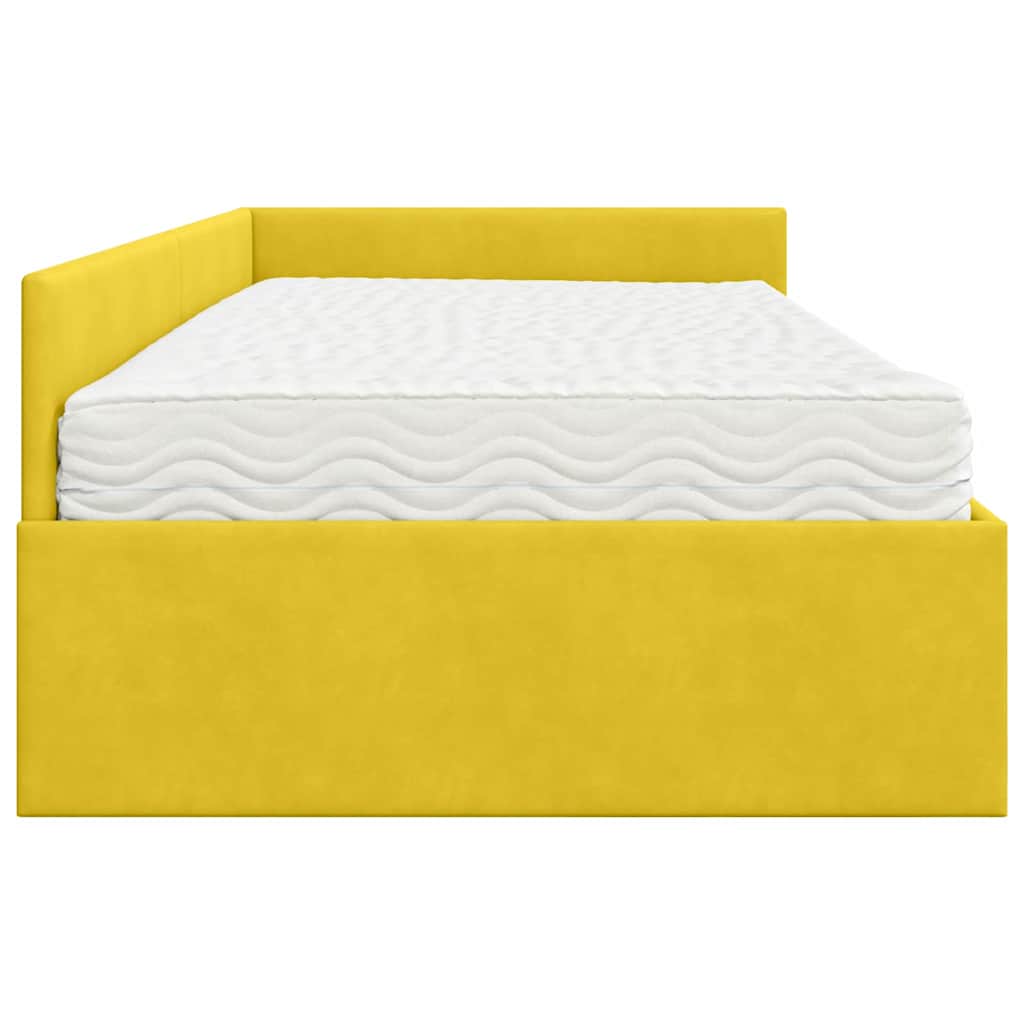 vidaXL Rama Łóżka Narożnego z Materacem 2 szt. Żółty 90 x 200 cm