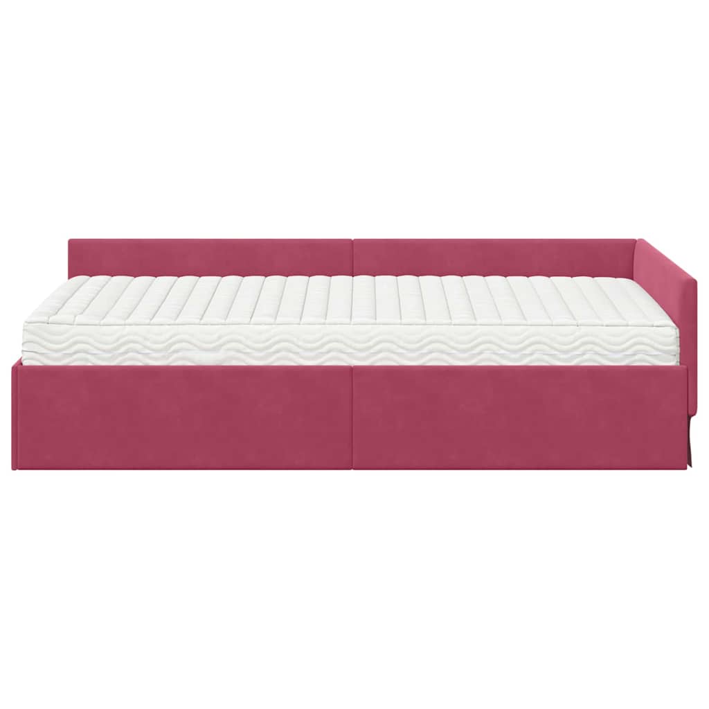 vidaXL Rama Łóżka Narożnego z Materacem Inny 2 pcs Zielony Aksamit