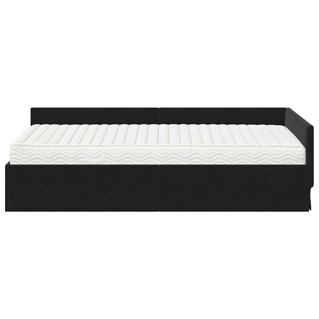 vidaXL Rama Łóżka Narożnego z Materacem Inny 2 pcs Czarny Aksamit