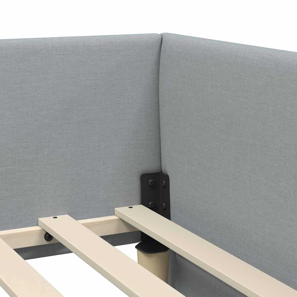 vidaXL Rama Łóżka Narożnego z Materacem 2 pcs Jasnoszary tkanina