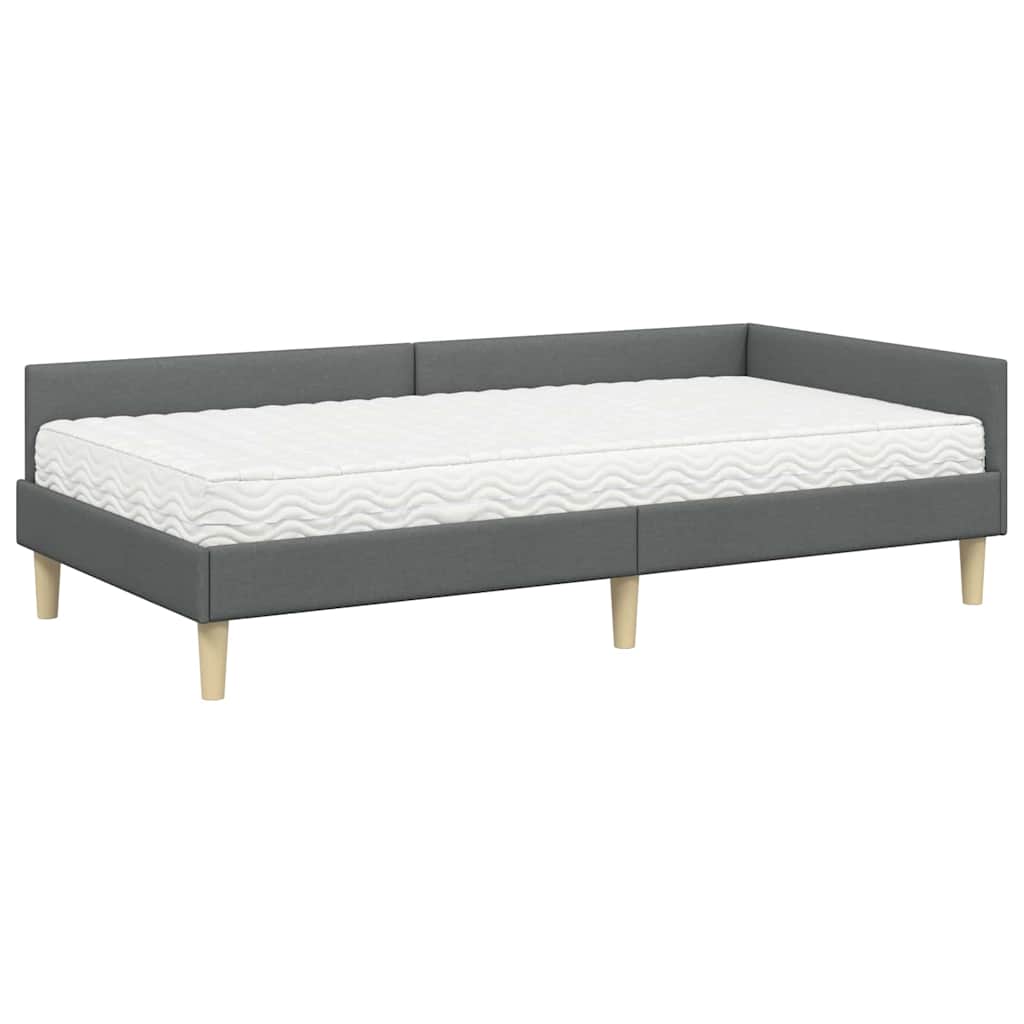 vidaXL Rama Łóżka Narożnego z Materacem 2 pcs Szary tkanina