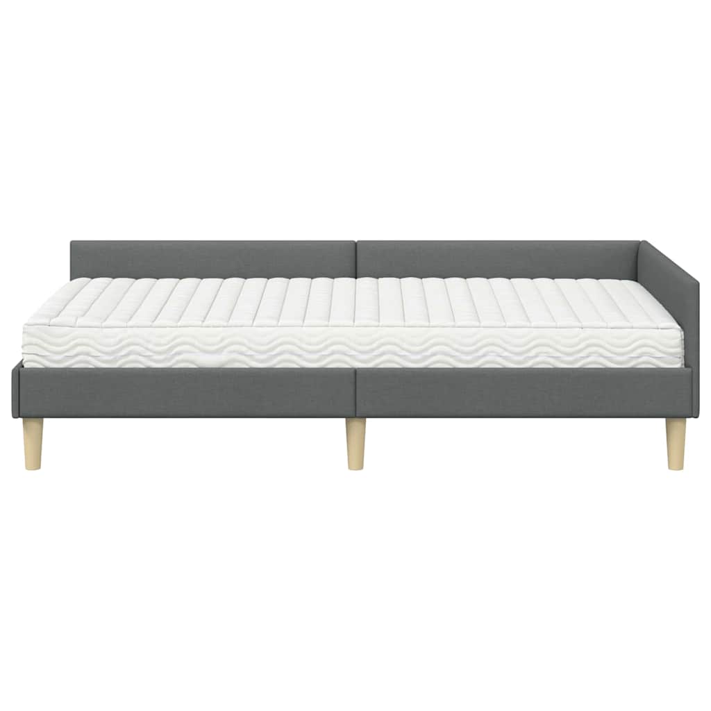 vidaXL Rama Łóżka Narożnego z Materacem 2 pcs Szary tkanina
