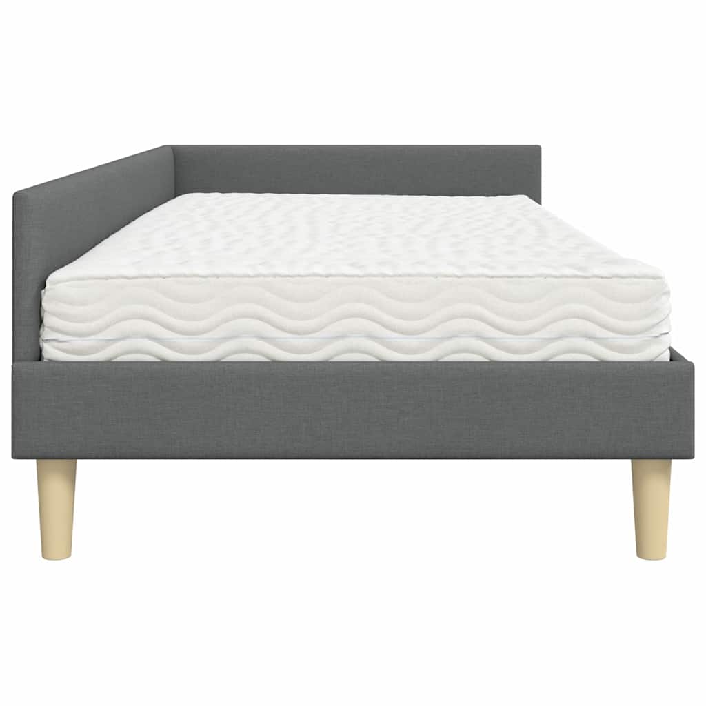 vidaXL Rama Łóżka Narożnego z Materacem 2 pcs Szary tkanina