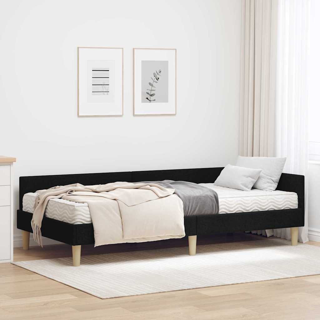 vidaXL Rama Łóżka Narożnego z Materacem 2 pcs Zielony tkanina