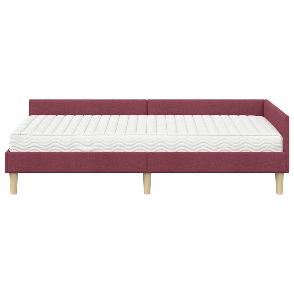 vidaXL Rama Łóżka Narożnego z Materacem 2 pcs Szary tkanina