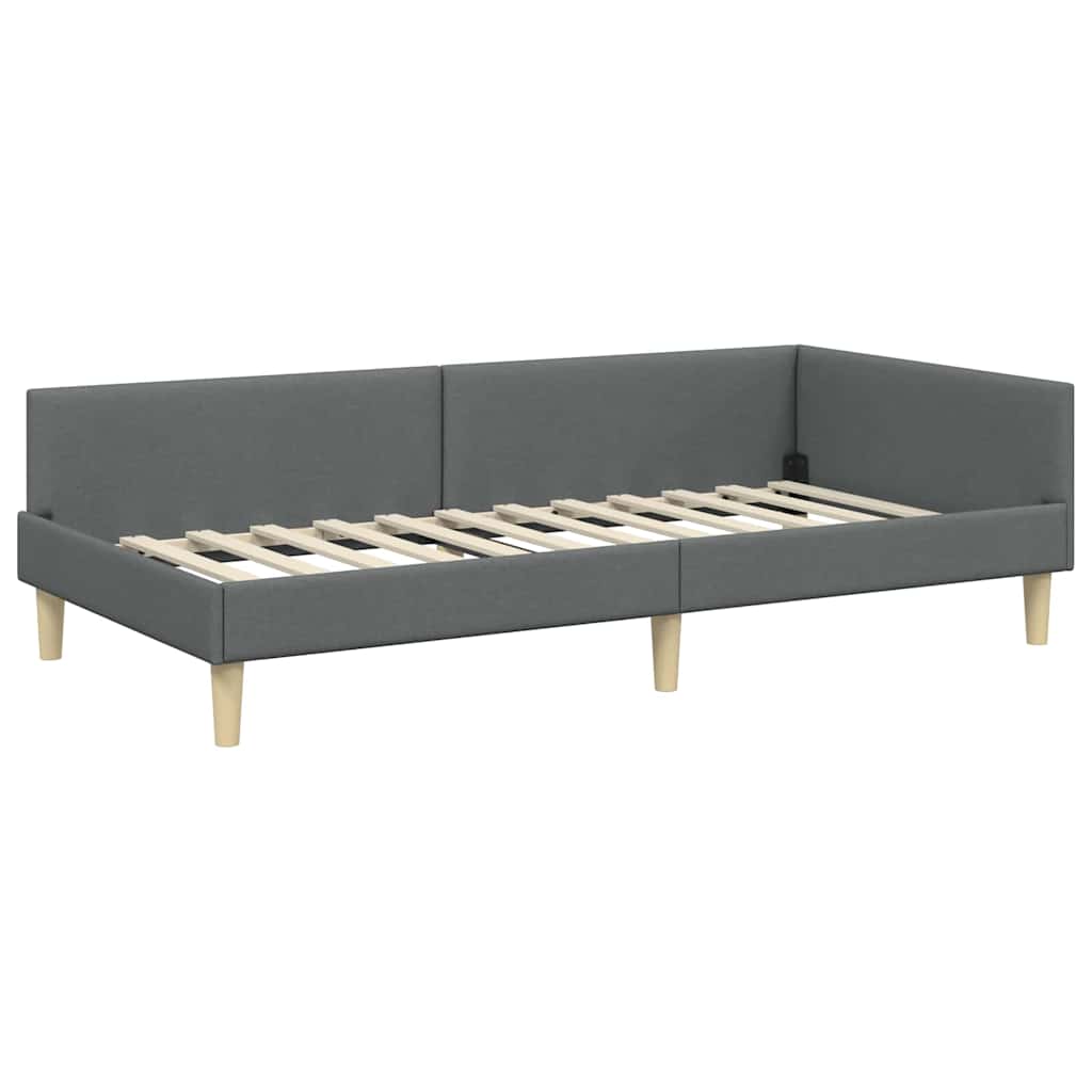 vidaXL Rama Łóżka Narożnego z Materacem 2 pcs Szary tkanina