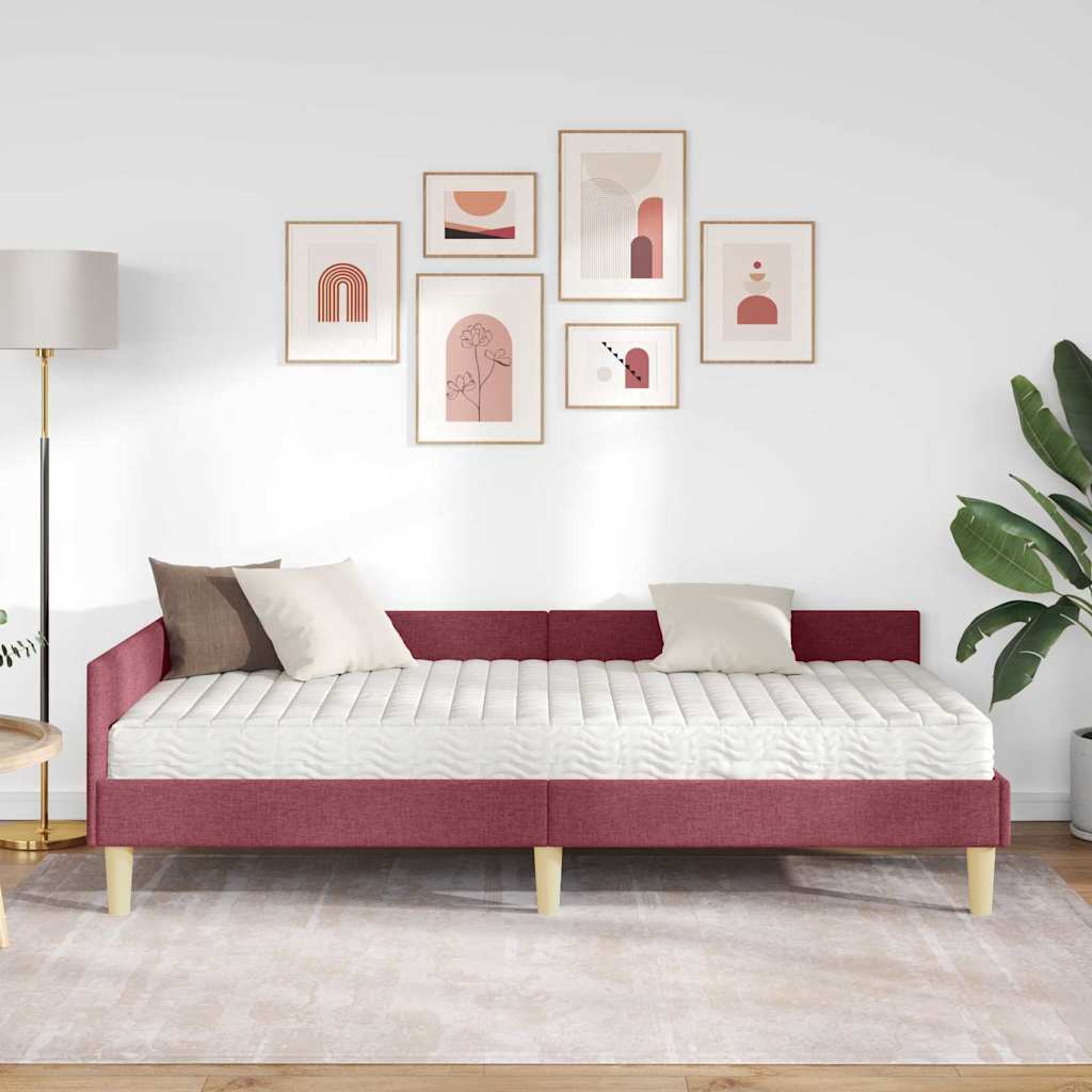 vidaXL Rama Łóżka Narożnego z Materacem 2 pcs Szary tkanina