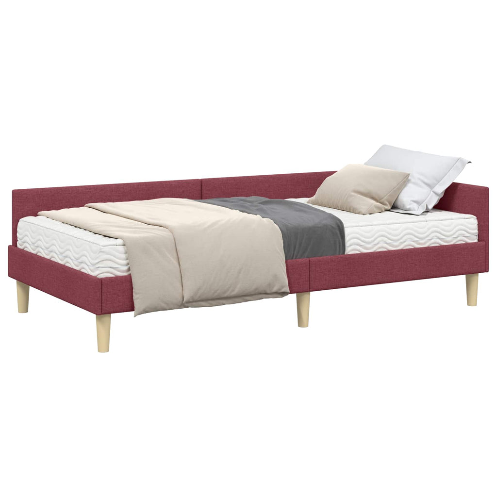 vidaXL Rama Łóżka Narożnego z Materacem 2 pcs Szary tkanina