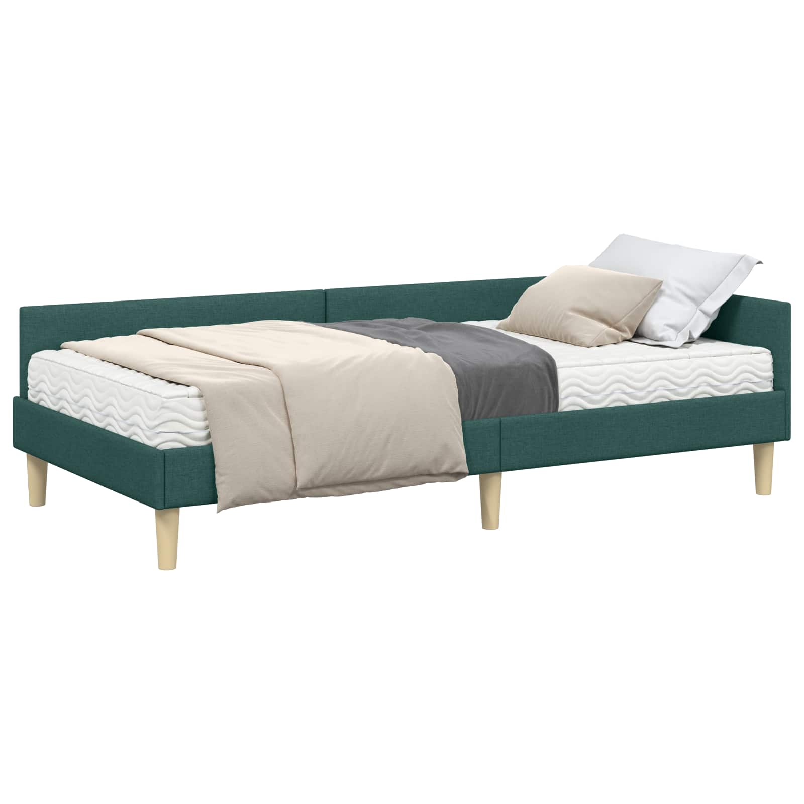vidaXL Rama Łóżka Narożnego z Materacem 2 pcs Zielony tkanina