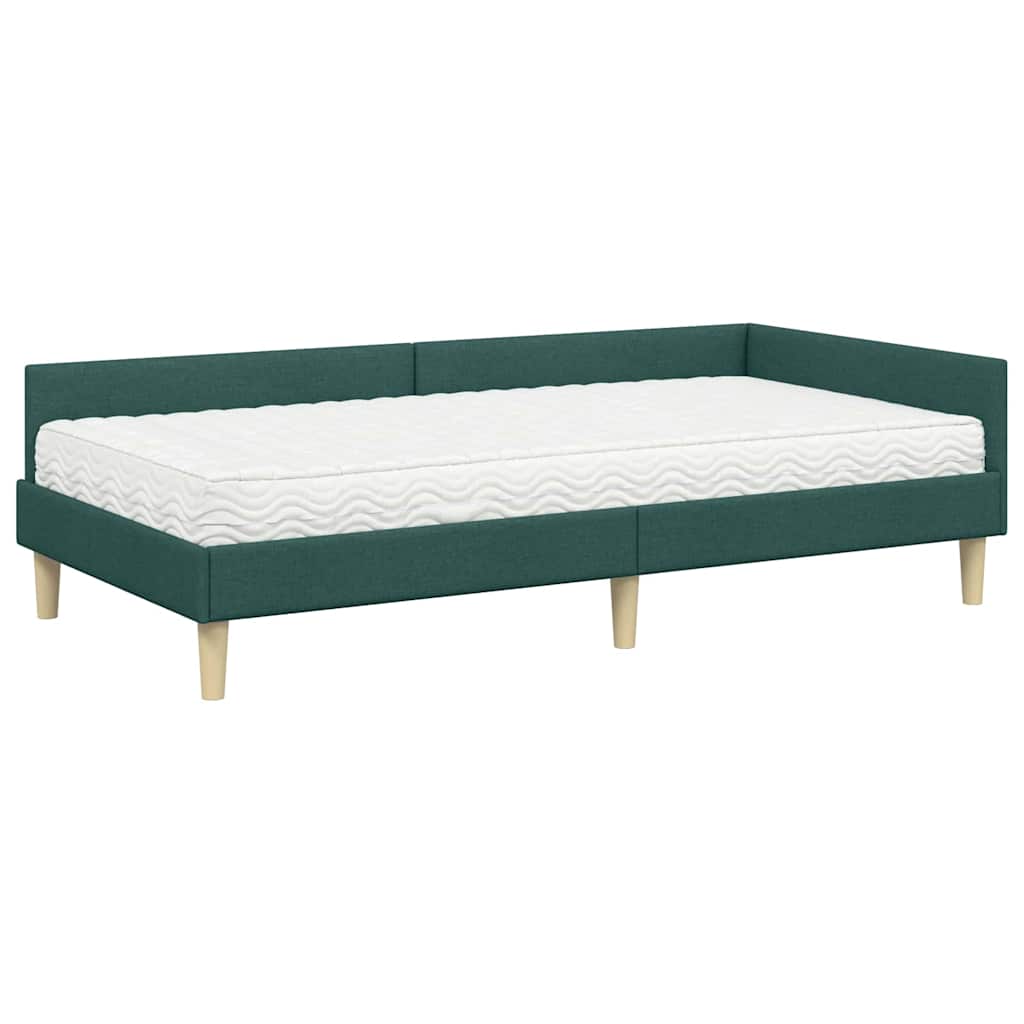vidaXL Rama Łóżka Narożnego z Materacem 2 pcs Zielony tkanina