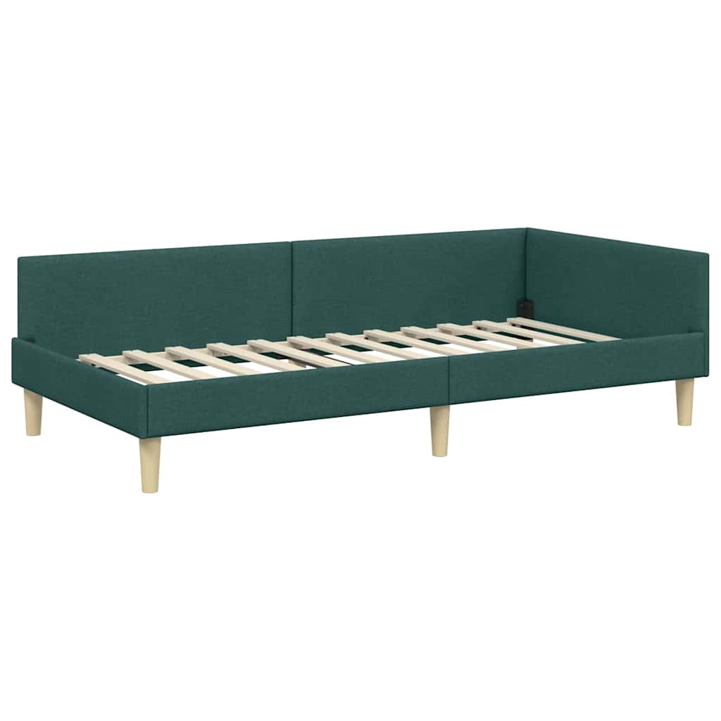 vidaXL Rama Łóżka Narożnego z Materacem 2 pcs Zielony tkanina