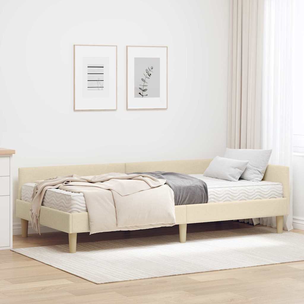 vidaXL Rama Łóżka Narożnego z Materacem 2 szt. Kremowy 90 x 190 cm