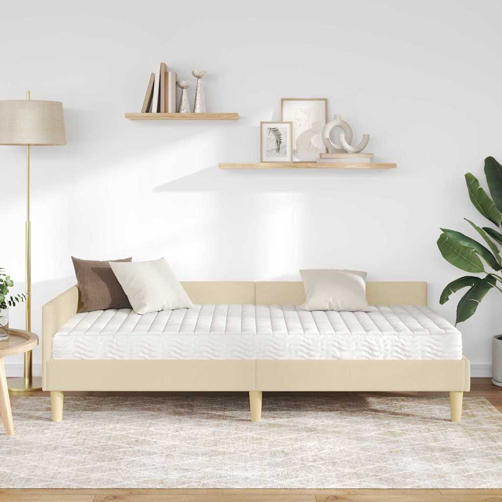 vidaXL Rama Łóżka Narożnego z Materacem 2 szt. Kremowy 90 x 190 cm
