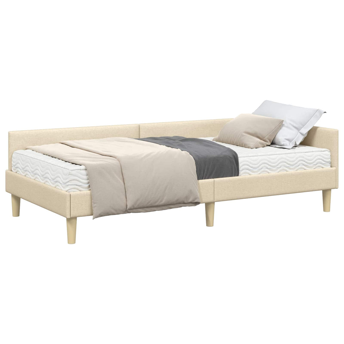 vidaXL Rama Łóżka Narożnego z Materacem 2 szt. Kremowy 90 x 190 cm