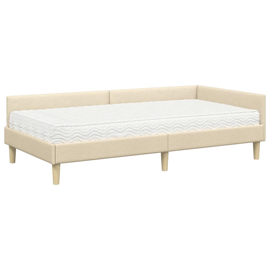 vidaXL Rama Łóżka Narożnego z Materacem 2 szt. Kremowy 90 x 190 cm