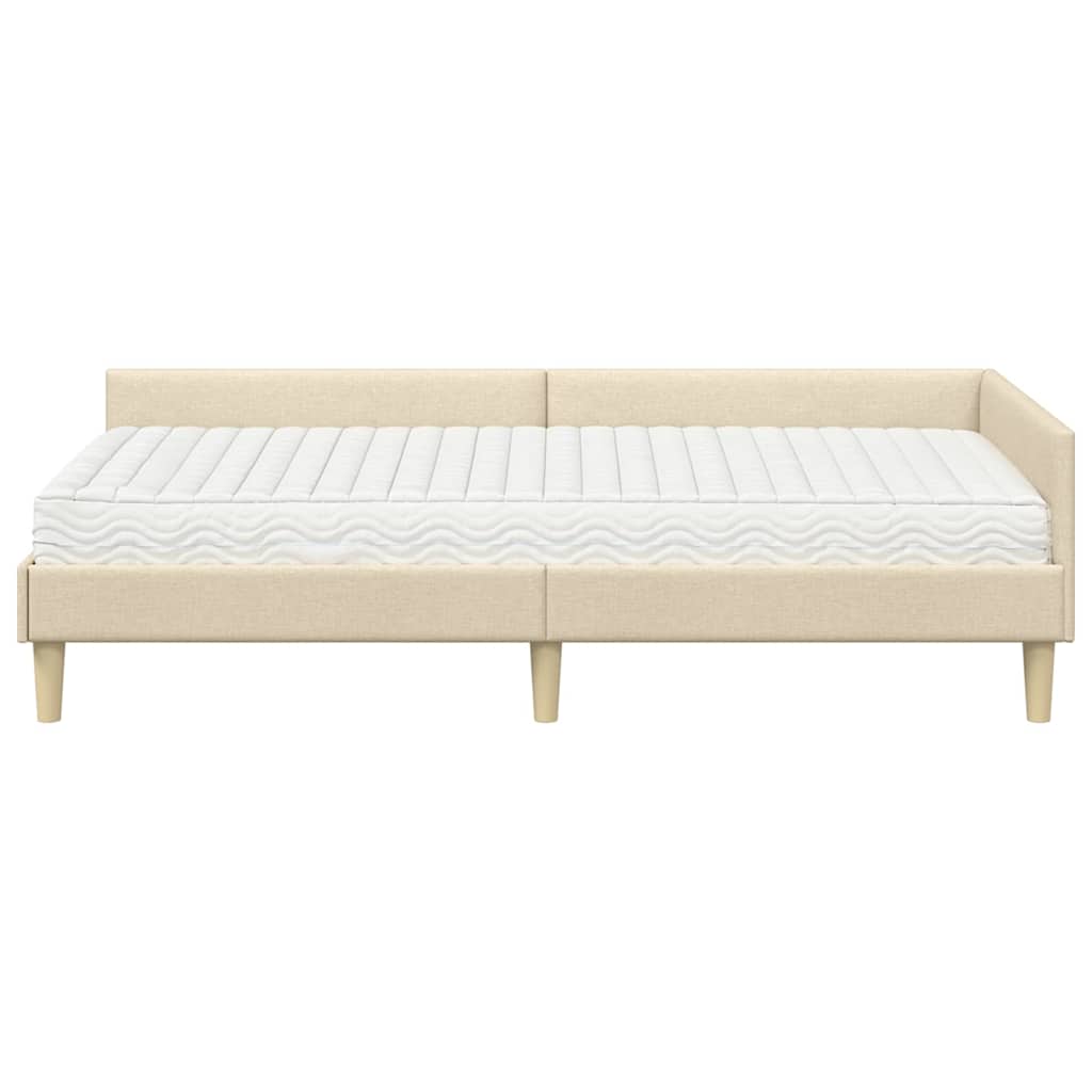 vidaXL Rama Łóżka Narożnego z Materacem 2 szt. Kremowy 90 x 190 cm