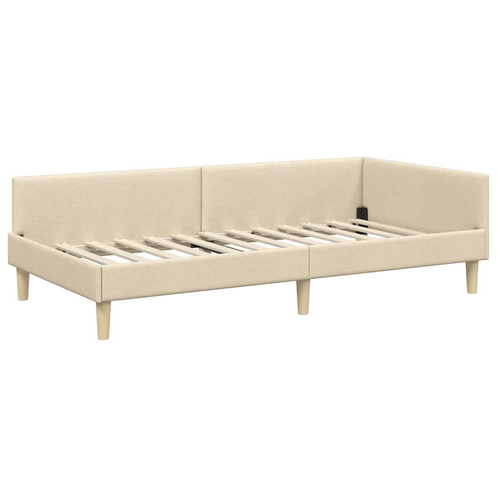 vidaXL Rama Łóżka Narożnego z Materacem 2 szt. Kremowy 90 x 190 cm