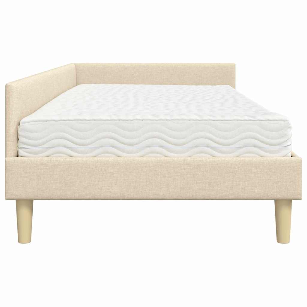 vidaXL Rama Łóżka Narożnego z Materacem 2 szt. Kremowy 90 x 190 cm