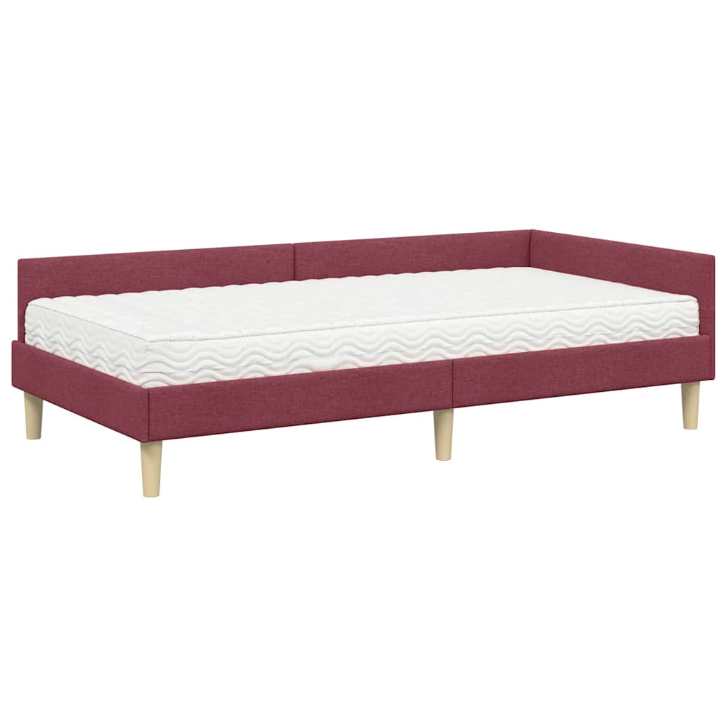 vidaXL Rama Łóżka Narożnego z Materacem 2 pcs Szary tkanina