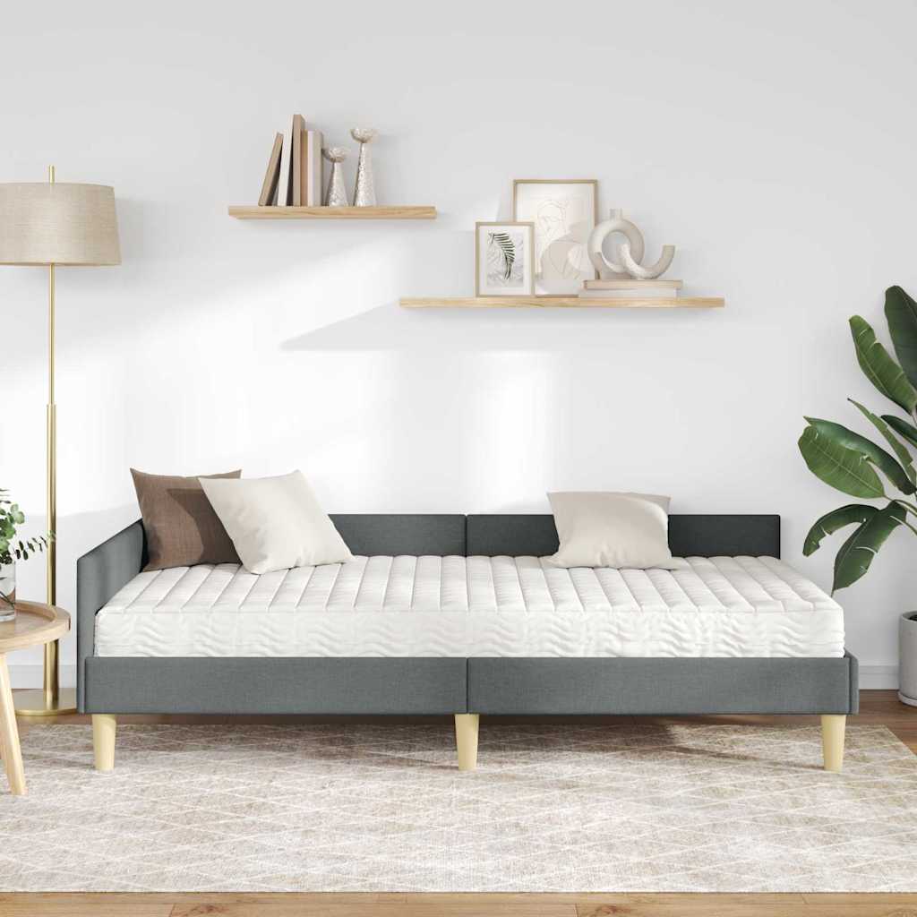 vidaXL Rama Łóżka Narożnego z Materacem 2 pcs Szary tkanina