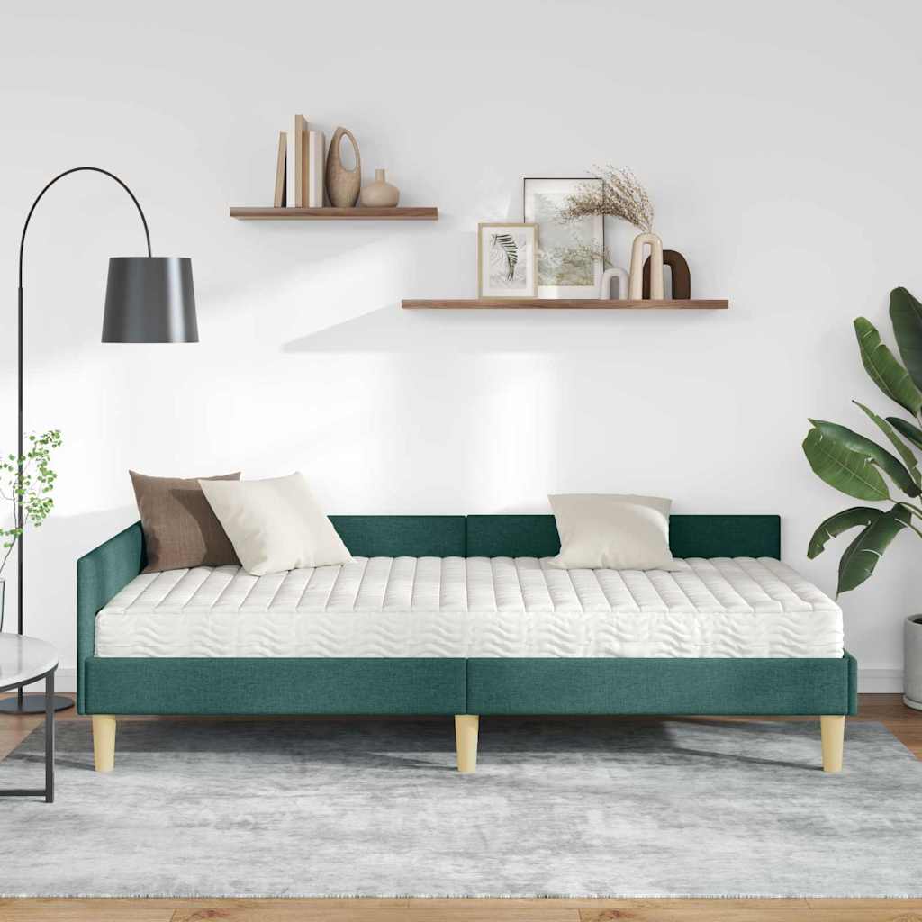 vidaXL Rama Łóżka Narożnego z Materacem 2 pcs Zielony tkanina
