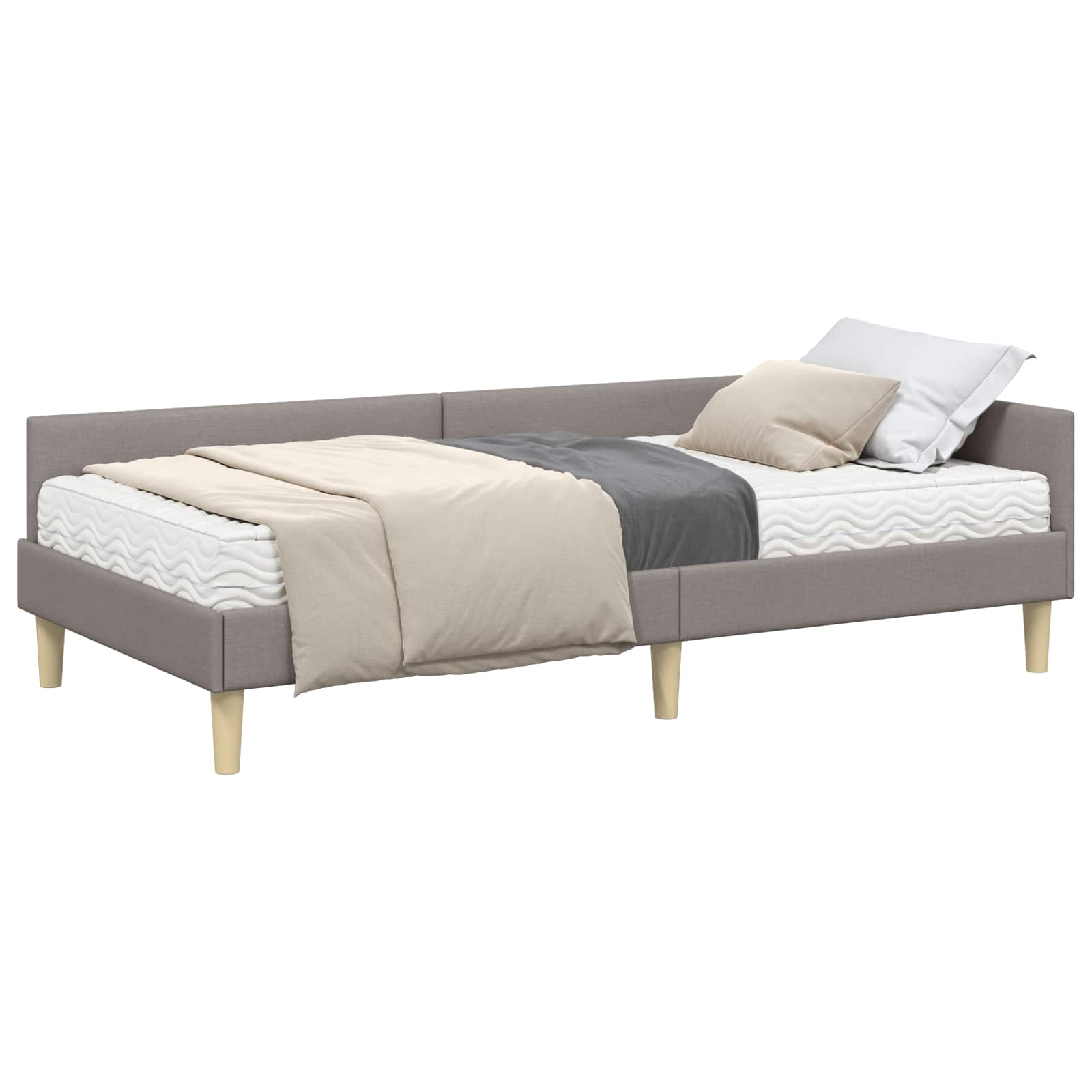 vidaXL Rama Łóżka Narożnego z Materacem 2 pcs Ciemnoszary tkanina