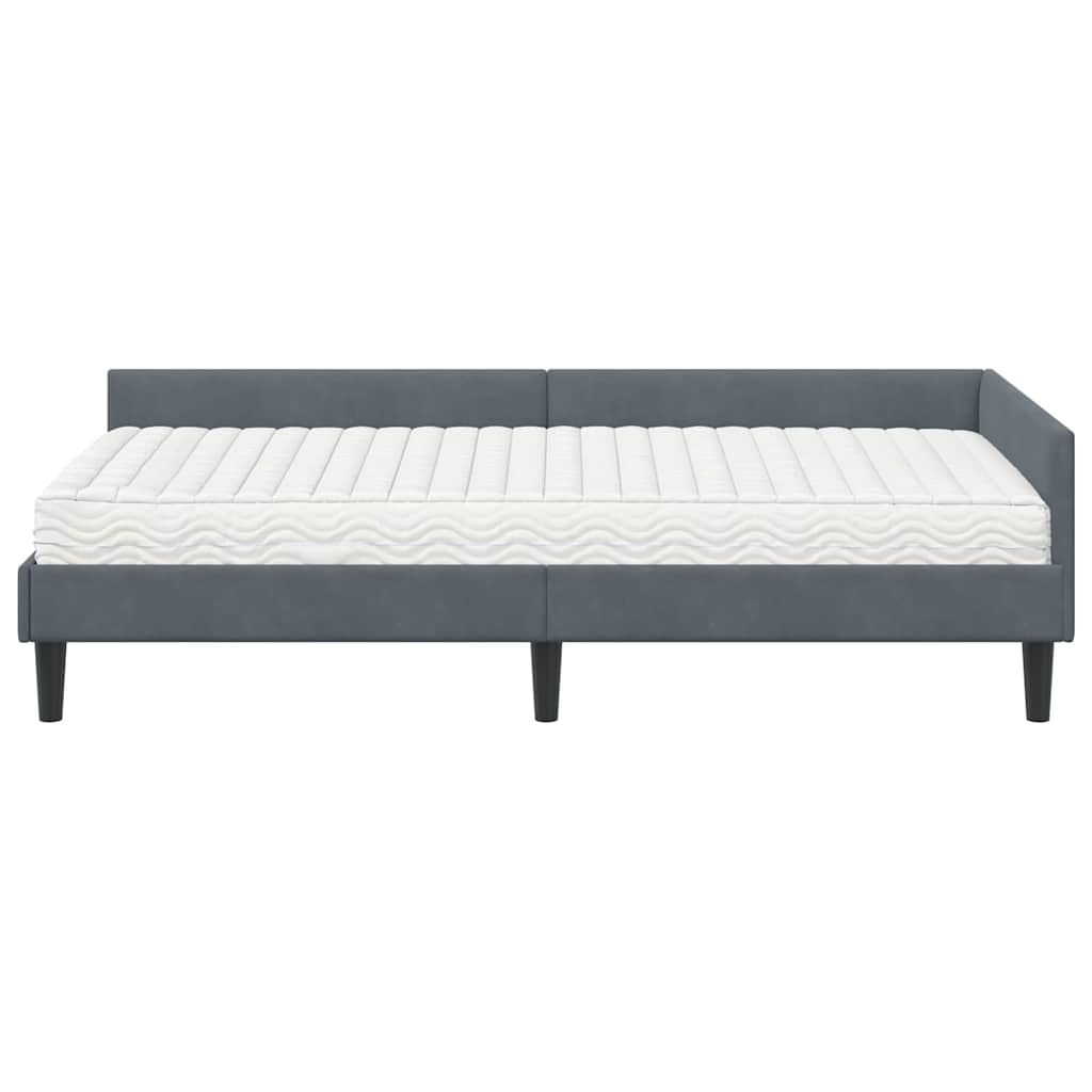 vidaXL Rama Łóżka Narożnego z Materacem Inny 2 pcs Szary Aksamit