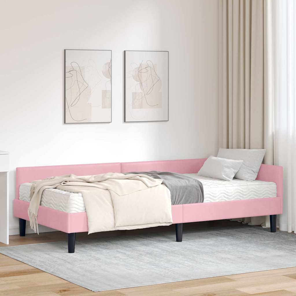 vidaXL Rama Łóżka Narożnego z Materacem Inny 2 pcs Szary Aksamit