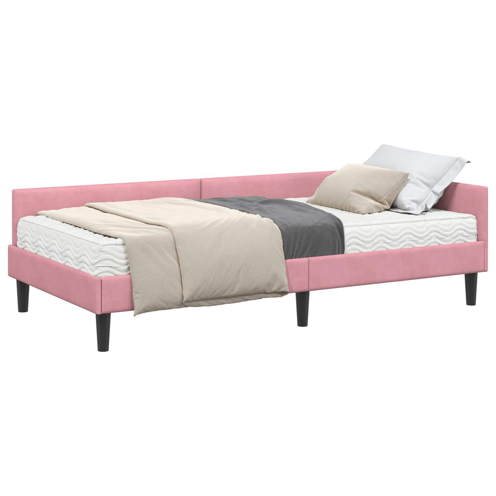 vidaXL Rama Łóżka Narożnego z Materacem Inny 2 pcs Szary Aksamit