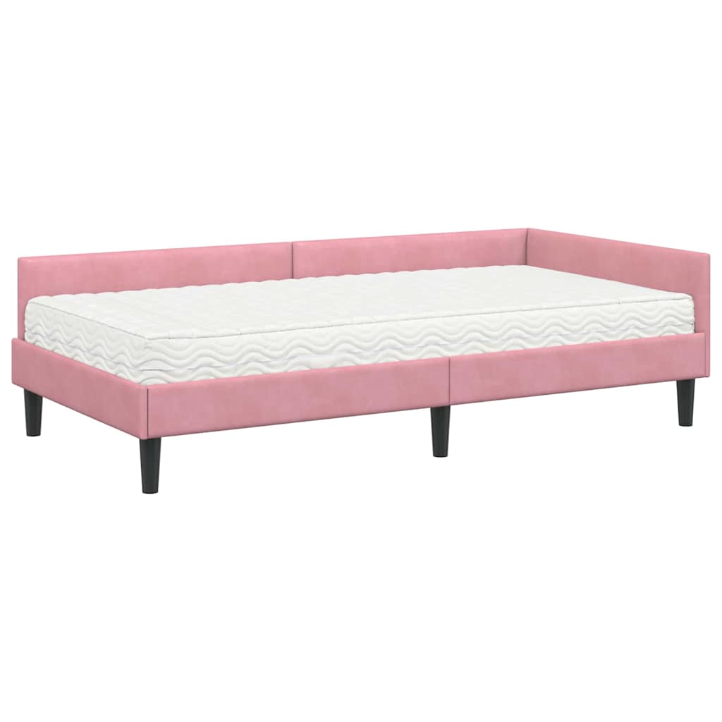 vidaXL Rama Łóżka Narożnego z Materacem Inny 2 pcs Szary Aksamit
