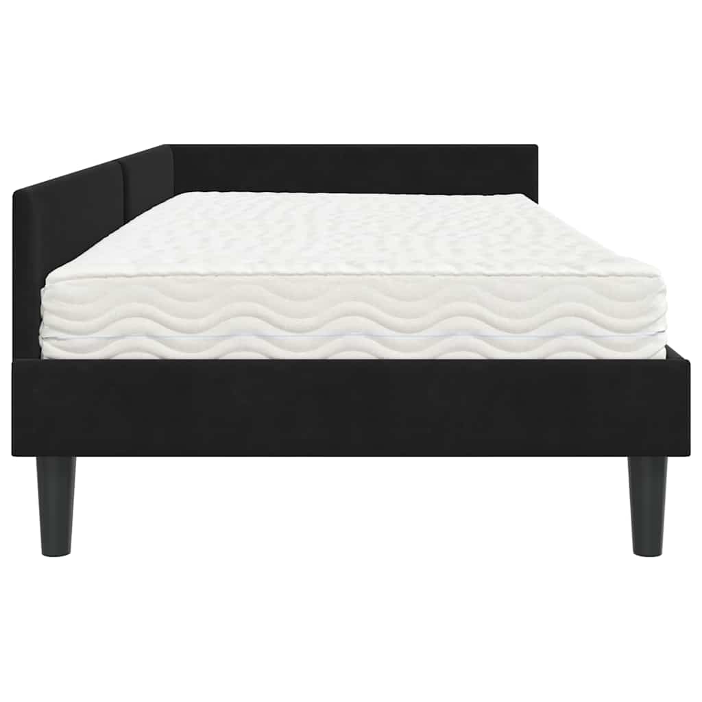 vidaXL Rama Łóżka Narożnego z Materacem Inny 2 pcs Czarny Aksamit