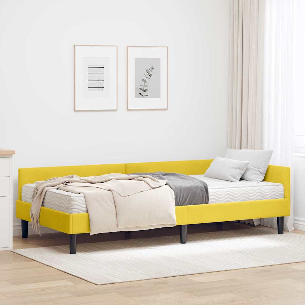 vidaXL Rama Łóżka Narożnego z Materacem Inny 2 pcs Żółty Aksamit