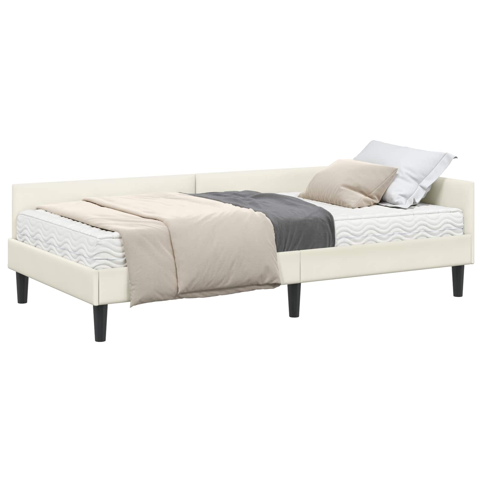 vidaXL Rama Łóżka Narożnego z Materacem Inny 2 pcs Kremowy Aksamit