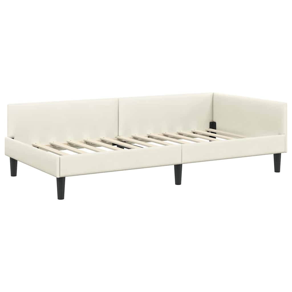 vidaXL Rama Łóżka Narożnego z Materacem Inny 2 pcs Kremowy Aksamit