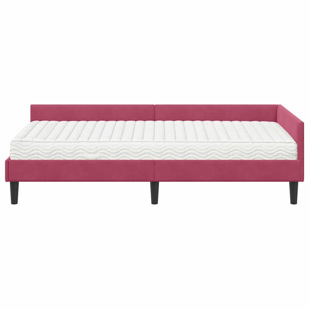 vidaXL Rama Łóżka Narożnego z Materacem Inny 2 pcs Zielony Aksamit