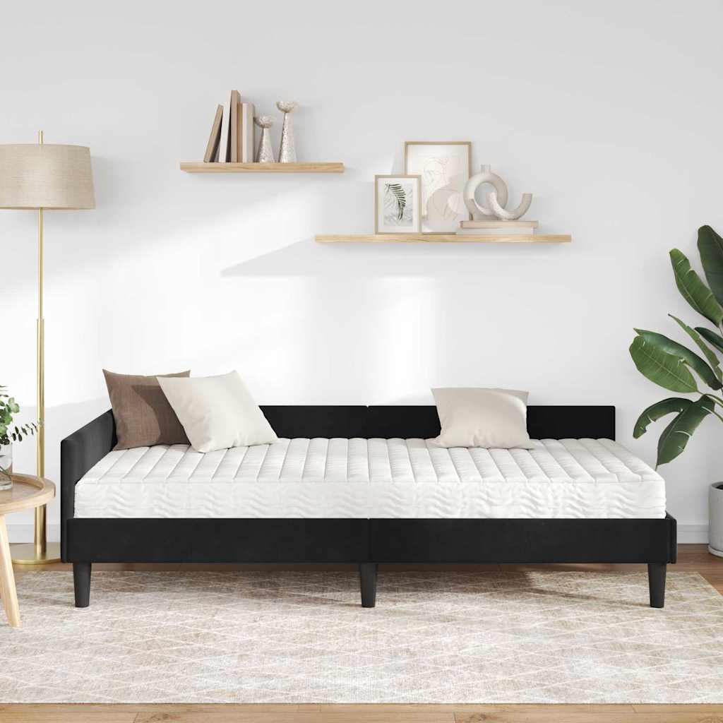 vidaXL Rama Łóżka Narożnego z Materacem Inny 2 pcs Czarny Aksamit