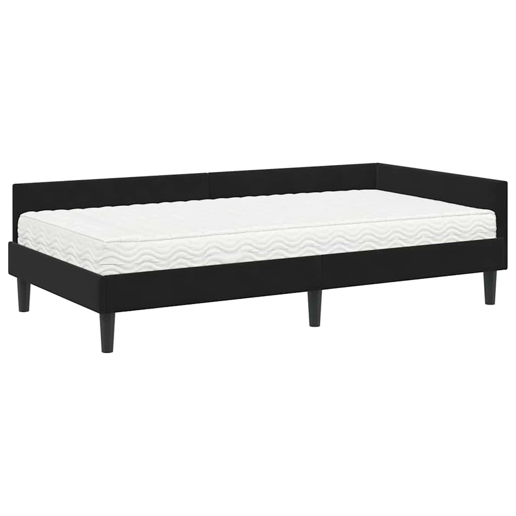 vidaXL Rama Łóżka Narożnego z Materacem Inny 2 pcs Czarny Aksamit