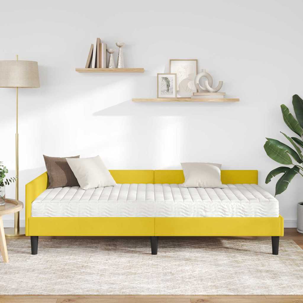 vidaXL Rama Łóżka Narożnego z Materacem Inny 2 pcs Żółty Aksamit