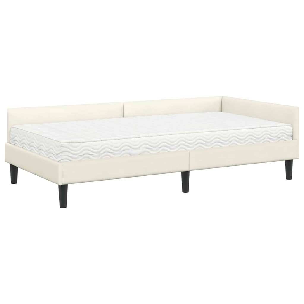 vidaXL Rama Łóżka Narożnego z Materacem Inny 2 pcs Kremowy Aksamit