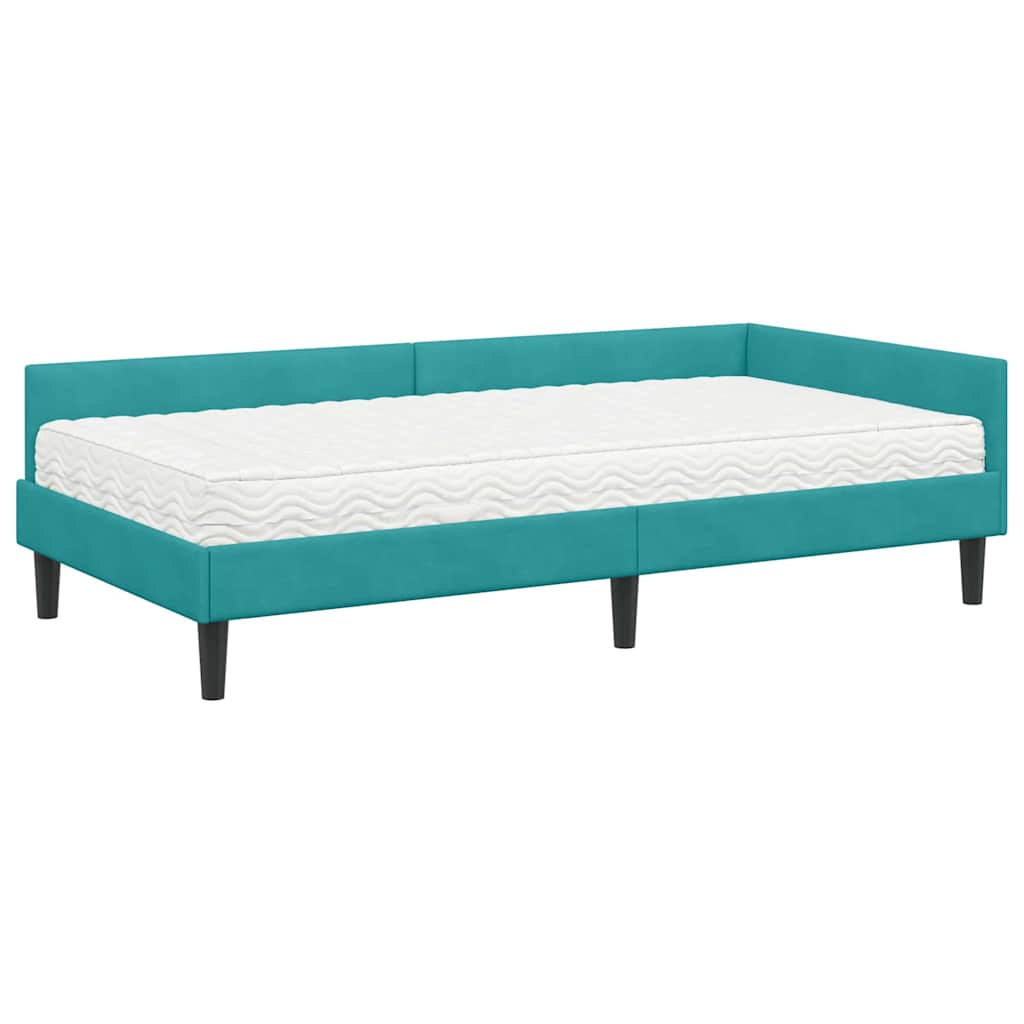 vidaXL Rama Łóżka Narożnego z Materacem Inny 2 pcs Turkusowy Aksamit