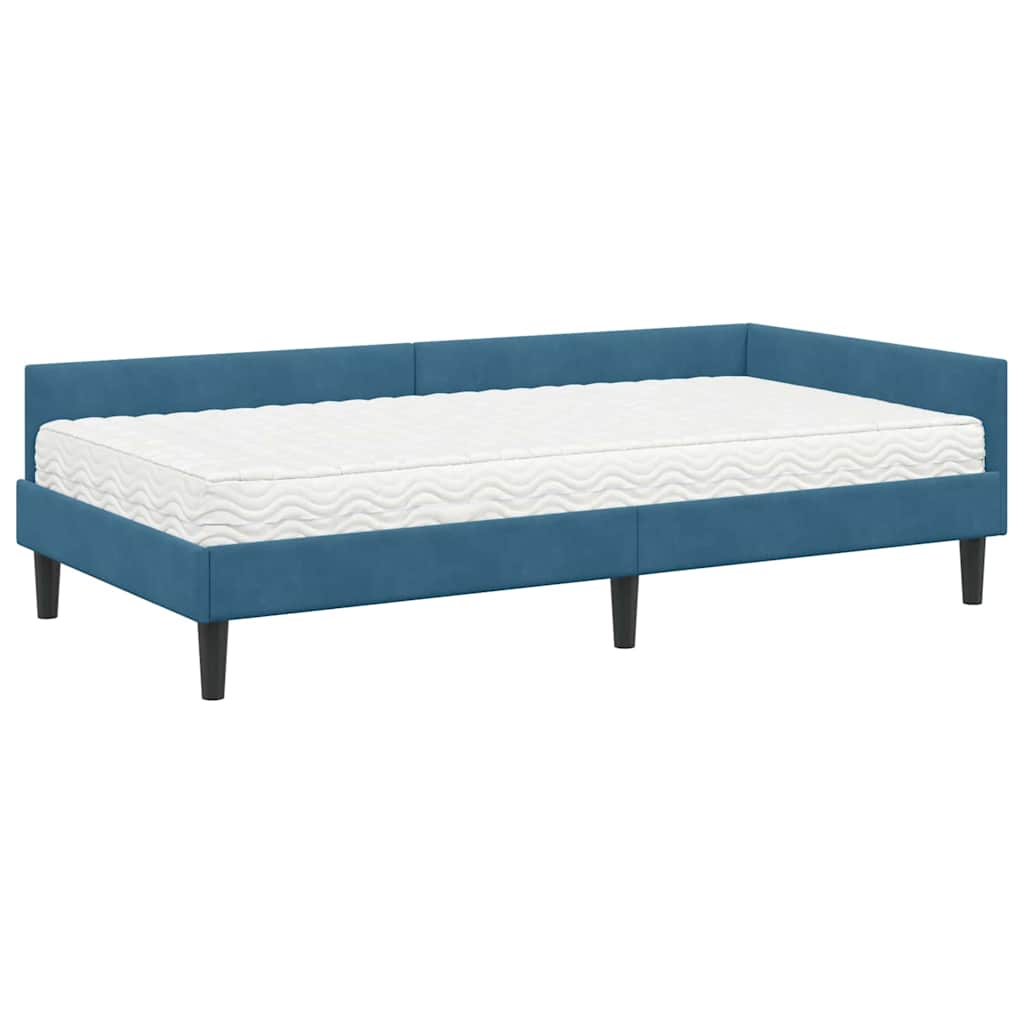 vidaXL Rama Łóżka Narożnego z Materacem Inny 2 pcs Niebieski Aksamit