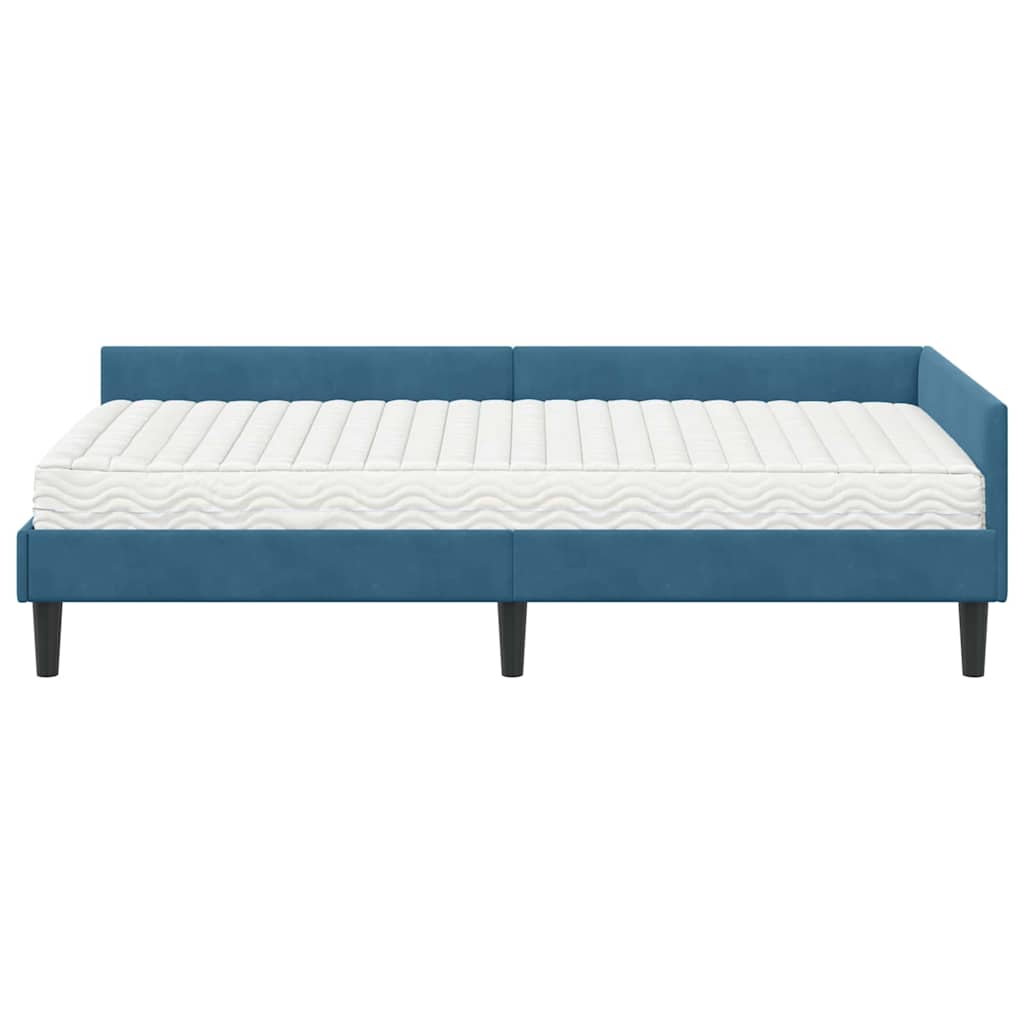 vidaXL Rama Łóżka Narożnego z Materacem Inny 2 pcs Niebieski Aksamit