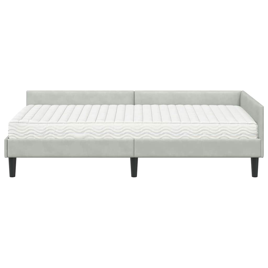 vidaXL Rama Łóżka Narożnego z Materacem Inny 2 pcs Jasnoszary Aksamit